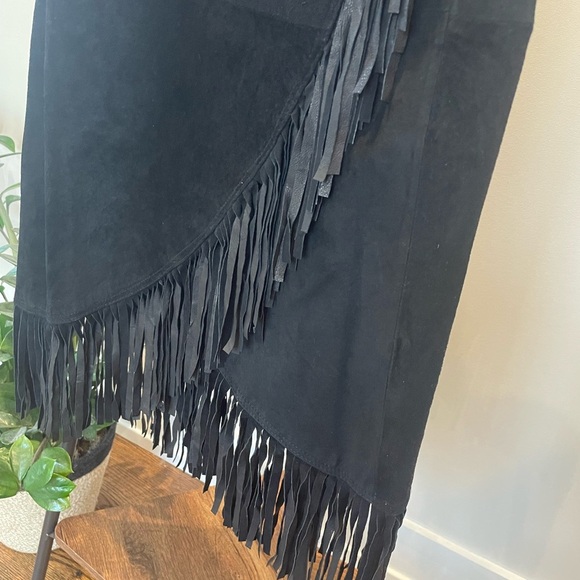 Running Wild Leather Fringe Vintage Wrap Skirt Size OS - Picture 4 of 16